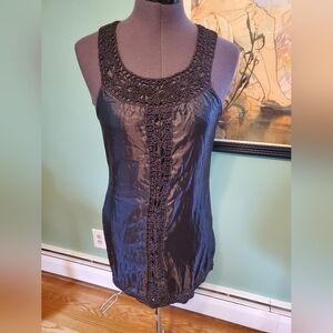 Vintage Elegant Black Lace Trim Dress By KENAR